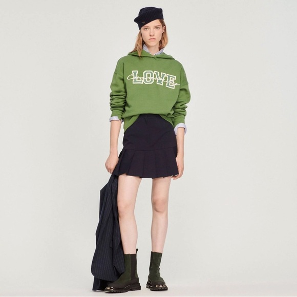 Sandro Green 'Love Community' Hoodie Size 36/Small - Picture 1 of 7